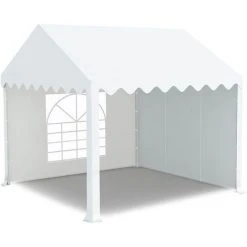 INTEROUGE Tente De Réception En Acier 38 Mm Et PVC 480g/m² œillets Inox Tonnelle Barnum Chapiteau Blanc - 3x3m -Pergola Soldes 23725434 2