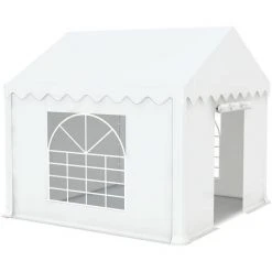 INTEROUGE Tente De Réception En Acier 38 Mm Et PVC 480g/m² œillets Inox Tonnelle Barnum Chapiteau Blanc - 3x3m -Pergola Soldes 23725434 4