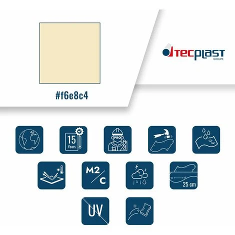 TECPLAST Toile Pergola Ivoire 2x3 M Effet Anti-Chaleur 680PR2 - Qualité 15 Ans - Bâche Pergola étanche - Made In France - Ivoire 5 TECPLAST Toile Pergola Ivoire 2x3 M Effet Anti-Chaleur 680PR2 - Qualité 15 Ans - Bâche Pergola étanche - Made In France - Ivoire – Image 3