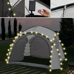 Melko Pavillon D'événement Avec éclairage Tente De Réception Avec Parois Latérales 3,5x3,5 Pavillon De Jardin Tente De Jardin LED Gazebo Hydrofuge Protection UV -Pergola Soldes 24034046 5