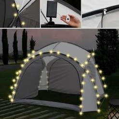 Melko Pavillon 3,5x3,5 LED Tente De Fête Avec Parois Latérales Pavillon De Jardin Hydrofuge Tente De Jardin Solaire Tente Fixe Protection UV -Pergola Soldes 24034051 2
