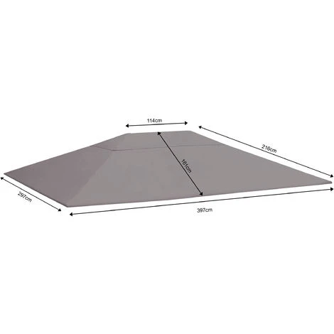 Quick-Star Ensemble Toit De Remplacement Et 2 Panneaux Latéraux Avec Fenêtre En PE Pour Gazebo De Jardin 3x4m Gris 4 Quick-Star Ensemble Toit De Remplacement Et 2 Panneaux Latéraux Avec Fenêtre En PE Pour Gazebo De Jardin 3x4m Gris – Image 2