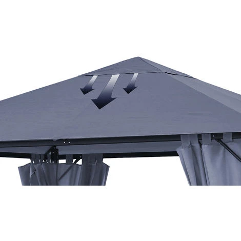 Quick-Star Ensemble Toit De Remplacement Et 2 Panneaux Latéraux Avec Fenêtre En PE Pour Gazebo De Jardin 3x4m Gris 6 Quick-Star Ensemble Toit De Remplacement Et 2 Panneaux Latéraux Avec Fenêtre En PE Pour Gazebo De Jardin 3x4m Gris – Image 4