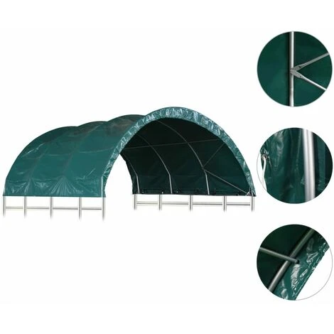 VidaXL Tente Pour Bétail PVC 3,7x3,7 M Vert - Vert 6 VidaXL Tente Pour Bétail PVC 3,7x3,7 M Vert - Vert – Image 4