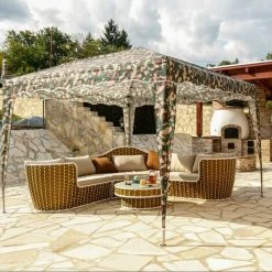 INSTENT® Structure De Tonnelle Pliante 3x3m Acier BASIC, Couleur Camouflage, Avec Sac De Transport à Roulettes -Pergola Soldes 24975291 3