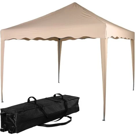 INSTENT® Structure De Tonnelle Pliante 3x3m Acier BASIC, Couleur Beige, Avec Sac De Transport à Roulettes 3 INSTENT® Structure De Tonnelle Pliante 3x3m Acier BASIC, Couleur Beige, Avec Sac De Transport à Roulettes