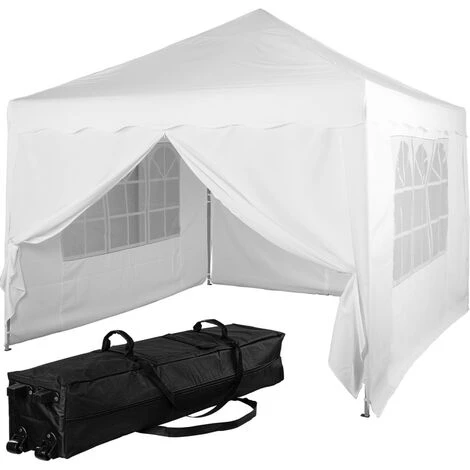 INSTENT® Tonnelle Pliante + 4 Panneaux, 3x3m Acier BASIC Couleur Blanc, Avec Sac De Transport à Roulettes 3 INSTENT® Tonnelle Pliante + 4 Panneaux, 3x3m Acier BASIC Couleur Blanc, Avec Sac De Transport à Roulettes