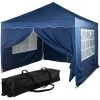 INSTENT® Tonnelle Pliante + 4 Panneaux, 3x3m Acier BASIC Couleur Bleu, Avec Sac De Transport à Roulettes -Pergola Soldes 24975325 1