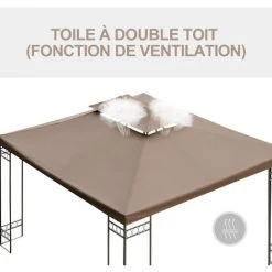 HOMCOM Toile De Rechange Pour Pavillon Tonnelle Tente Polyester Haute Densité Imperméabilisé 180 G/m² 3 X 4 M Chocolat - Marron -Pergola Soldes 25006880 5