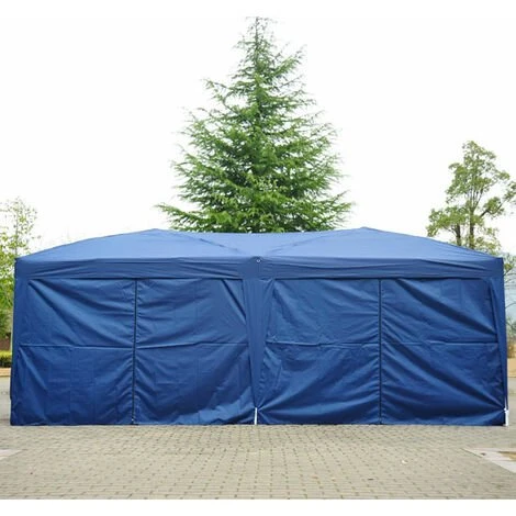 HOMCOM Tonnelle Tente De Reception Pliante Pavillon Chapiteau Barnum 5,91L X 2,97l X 2,55H Cm Bleu Cote Demontables - Bleu 6 HOMCOM Tonnelle Tente De Reception Pliante Pavillon Chapiteau Barnum 5,91L X 2,97l X 2,55H Cm Bleu Cote Demontables - Bleu – Image 4