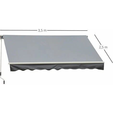 Outsunny Store Banne Manuel Rétractable Aluminium Polyester Imperméabilisé 3,5L X 2,5l M Gris - Gris 4 Outsunny Store Banne Manuel Rétractable Aluminium Polyester Imperméabilisé 3,5L X 2,5l M Gris - Gris – Image 3