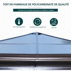 Outsunny Tonnelle Pavillon De Jardin Imperméable 4 Parois Latérales Anti-UV 4 Moustiquaires Panneaux Polycarbonate Alu 3L X 3l X 2,6H M Chocolat Beige - Marron 10 Outsunny Tonnelle Pavillon De Jardin Imperméable 4 Parois Latérales Anti-UV 4 Moustiquaires Panneaux Polycarbonate Alu 3L X 3l X 2,6H M Chocolat Beige - Marron -Pergola Soldes 25007513 4