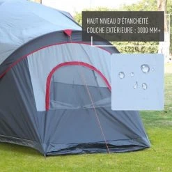 Outsunny Tente De Camping Familiale 5-6 Pers. - Grande Porte + 3 Fenêtres - Dim. 4,55L X 2,3l X 1,8H M Fibre Verre Polyester Oxford Gris - Gris -Pergola Soldes 25007659 4