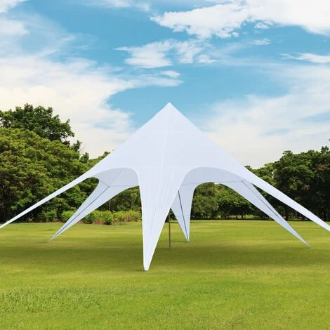 Outsunny Tente De Jardin XXL En étoile Bâche Anti-pluie Voile D'ombrage Toile De Camping 10L X 10l X 4H M Polyester Haute Densité 210D Imperméable Blanc 4 Outsunny Tente De Jardin XXL En étoile Bâche Anti-pluie Voile D'ombrage Toile De Camping 10L X 10l X 4H M Polyester Haute Densité 210D Imperméable Blanc – Image 2
