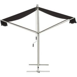 Outsunny Store Double Pente Manuel Rétractable Inclinaison Réglable Acier époxy Blanc Polyester Imperméabilisé Anti-UV Gris Dim. 4,50L X 3,40l X 2,55H M - Gris -Pergola Soldes 25009020 4