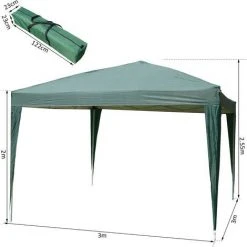 Outsunny Tonnelle Tente De Réception Barnum Pop-up Pliant 3 X 3 X 2,55 M 4 Parois Amovibles + Sac De Transport Vert 10 Outsunny Tonnelle Tente De Réception Barnum Pop-up Pliant 3 X 3 X 2,55 M 4 Parois Amovibles + Sac De Transport Vert -Pergola Soldes 25009141 4