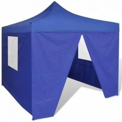 Hommoo Tente Pliable Avec 4 Parois Bleu 3 X 3 M HDV26511