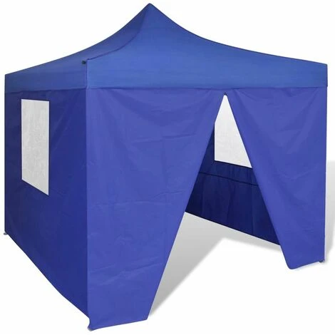 Hommoo Tente Pliable Avec 4 Parois Bleu 3 X 3 M HDV26511 3 Hommoo Tente Pliable Avec 4 Parois Bleu 3 X 3 M HDV26511