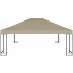 Hommoo Toile Superieure De Belvedere 2 Niveaux 310 G/m² 4x3 M Taupe HDV28948 -Pergola Soldes 25141763 2