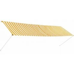 Hommoo Auvent Retractable 400x150 Cm Jaune Et Blanc HDV05652