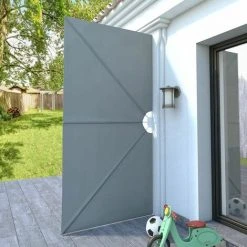 Hommoo Auvent Lateral Pliable De Terrasse Gris 300 X 150 Cm HDV28756 -Pergola Soldes 25430040 4