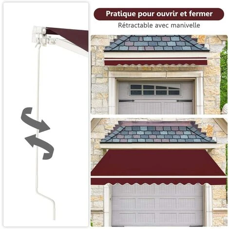 COSTWAY Store Banne De Balcon Rétractable Avec Tissu Résistant Aux UV Et à L'eau, Cadre En Aluminium Angle Réglable 5-35° ,3 X 2,5 M 4 COSTWAY Store Banne De Balcon Rétractable Avec Tissu Résistant Aux UV Et à L'eau, Cadre En Aluminium Angle Réglable 5-35° ,3 X 2,5 M – Image 2