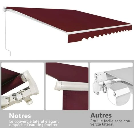 COSTWAY Store Banne De Balcon Rétractable Avec Tissu Résistant Aux UV Et à L'eau, Cadre En Aluminium Angle Réglable 5-35° ,3 X 2,5 M 5 COSTWAY Store Banne De Balcon Rétractable Avec Tissu Résistant Aux UV Et à L'eau, Cadre En Aluminium Angle Réglable 5-35° ,3 X 2,5 M – Image 3