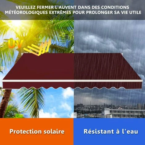 COSTWAY Store Banne De Balcon Rétractable Avec Tissu Résistant Aux UV Et à L'eau, Cadre En Aluminium Angle Réglable 5-35° ,3 X 2,5 M 6 COSTWAY Store Banne De Balcon Rétractable Avec Tissu Résistant Aux UV Et à L'eau, Cadre En Aluminium Angle Réglable 5-35° ,3 X 2,5 M – Image 4