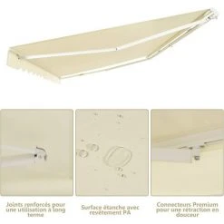 COSTWAY Store Banne De Balcon Rétractable Avec Tissu Résistant Aux UV Et à L'eau, Cadre En Aluminium Angle Réglable 5-35° 2,5 X 2 M 10 COSTWAY Store Banne De Balcon Rétractable Avec Tissu Résistant Aux UV Et à L'eau, Cadre En Aluminium Angle Réglable 5-35° 2,5 X 2 M -Pergola Soldes 25858741 4
