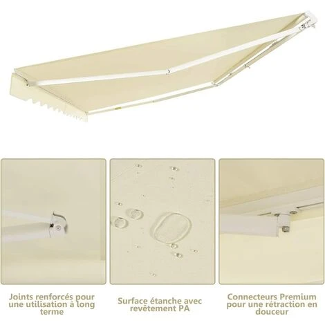 COSTWAY Store Banne De Balcon Rétractable Avec Tissu Résistant Aux UV Et à L'eau, Cadre En Aluminium Angle Réglable 5-35° 2,5 X 2 M 6 COSTWAY Store Banne De Balcon Rétractable Avec Tissu Résistant Aux UV Et à L'eau, Cadre En Aluminium Angle Réglable 5-35° 2,5 X 2 M – Image 4