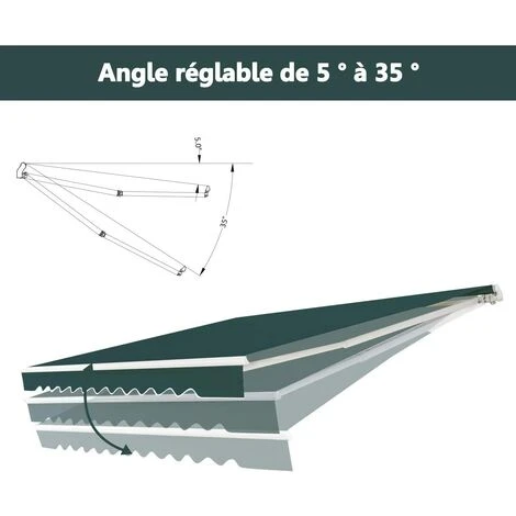 COSTWAY Store Banne De Balcon Rétractable Avec Tissu Résistant Aux UV Et à L'eau, Cadre En Aluminium Angle Réglable 5-35° 2,5 X 2 M 5 COSTWAY Store Banne De Balcon Rétractable Avec Tissu Résistant Aux UV Et à L'eau, Cadre En Aluminium Angle Réglable 5-35° 2,5 X 2 M – Image 3