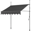 FIXKIT Auvent Balcon,Store Balcon Protection Solaire Avec Manivelle, Résistant Aux UV Réglable En Hauteur, 300 X 120 Cm, En Métal Et Polyester, Sans Perçage, Gris