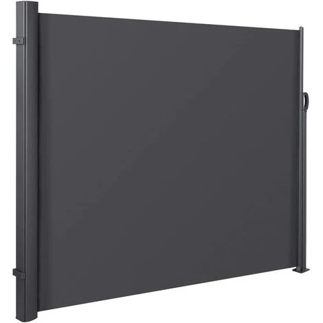 FIXKIT Auvent Store Latéral Rétractable, Paravent Extérieur Brise-Vue, Abri Soleil, Supports Et Base De Rouleau En Aluminium Pour Jardin, Balcon, Terrasse - 300X160cm, 280 G/㎡, Gris 3 FIXKIT Auvent Store Latéral Rétractable, Paravent Extérieur Brise-Vue, Abri Soleil, Supports Et Base De Rouleau En Aluminium Pour Jardin, Balcon, Terrasse - 300X160cm, 280 G/㎡, Gris