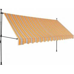 TRUE DEAL Auvent Manuel Rétractable Avec LED 350 Cm Jaune Et Bleu -Pergola Soldes 26122751 2