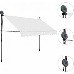 TRUE DEAL Auvent Manuel Rétractable Avec LED 300 Cm Crème -Pergola Soldes 26122780 3