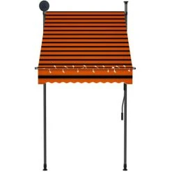 TRUE DEAL Auvent Manuel Rétractable Avec LED 100 Cm Orange Et Marron -Pergola Soldes 26122783 4