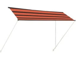 TRUE DEAL Auvent Rétractable 400x150 Cm Orange Et Marron -Pergola Soldes 26122805 2