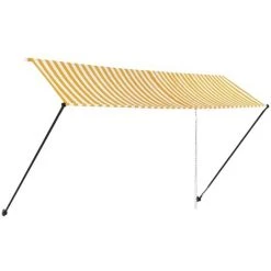 TRUE DEAL Auvent Rétractable Avec LED 400x150 Cm Jaune Et Blanc -Pergola Soldes 26122830 3