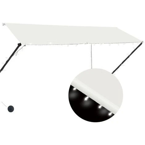 TRUE DEAL Auvent Rétractable Avec LED 300x150 Cm Crème 4 TRUE DEAL Auvent Rétractable Avec LED 300x150 Cm Crème – Image 2
