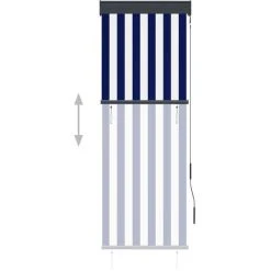 TRUE DEAL Store Roulant D'extérieur 60x250 Cm Bleu Et Blanc -Pergola Soldes 26122899 4