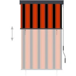 TRUE DEAL Store Roulant D'extérieur 100x250 Cm Orange Et Marron -Pergola Soldes 26122933 3