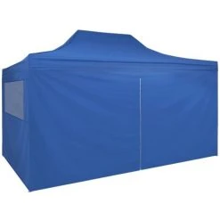 TRUE DEAL Tente Pliable Avec 4 Parois Latéraux 3 X 4,5 M Bleu -Pergola Soldes 26308798 4