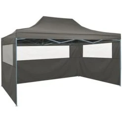 TRUE DEAL Tente Pliable Avec 3 Parois 3 X 4,5 M Anthracite