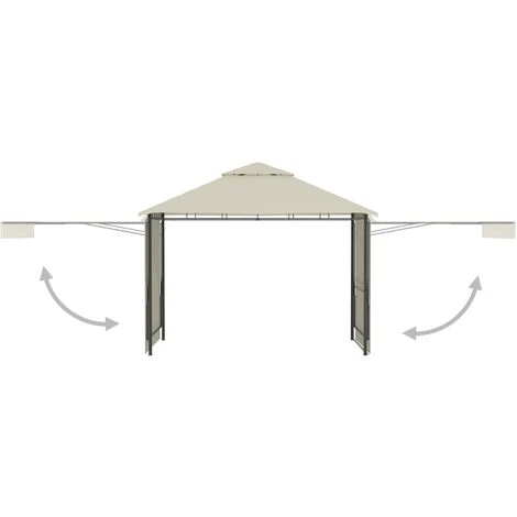 TRUE DEAL Belvédère Avec Double Toits étendus 3x3x2,75 M Crème 180 G/m² 5 TRUE DEAL Belvédère Avec Double Toits étendus 3x3x2,75 M Crème 180 G/m² – Image 3