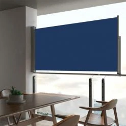 TRUE DEAL Auvent Latéral Rétractable De Patio 80x300 Cm Bleu