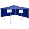 TRUE DEAL Belvédère Pliable Avec 2 Parois 5x5 M Bleu -Pergola Soldes 26370539 1
