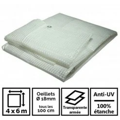 TECPLAST Toile Pour Pergola Et Tonnelle 4 X 6 M 170g/m² - Bâche Pour Pergola Et Tonnelle Transparente - 4x6 M En Polyéthylène -Pergola Soldes 2638013 2