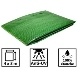 TECPLAST Toile 4 X 3 M Pour Pergola Et Tonnelle 170g/m² - Bâche Pour Pergola Et Tonnelle Verte - 4x3 M En Polyéthylène -Pergola Soldes 2638016 2