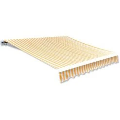 ASUPERMALL Tissu D'auvent Toile Jaune Et Blanc 4 X 3 M (cadre Non Inclus)