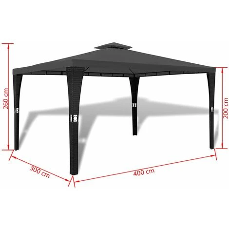 ASUPERMALL Tonnelle En Polyrotin Avec Toit Gris Fonce 3 X 4 M 5 ASUPERMALL Tonnelle En Polyrotin Avec Toit Gris Fonce 3 X 4 M – Image 3